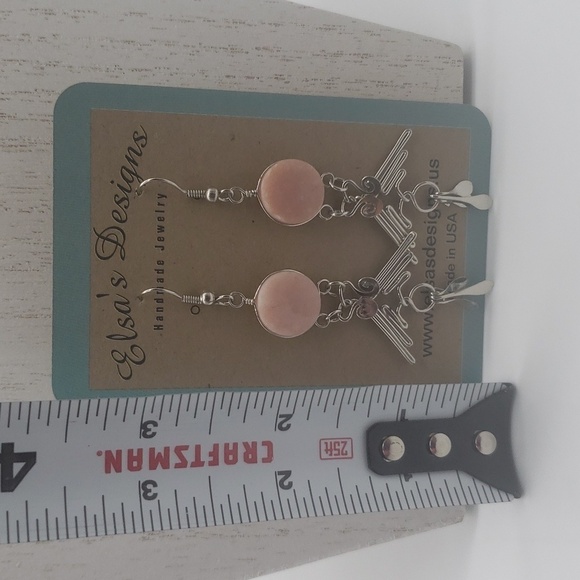 10- Pink Natural Stone Women's Handmade Earrings NWT - Picture 3 of 4